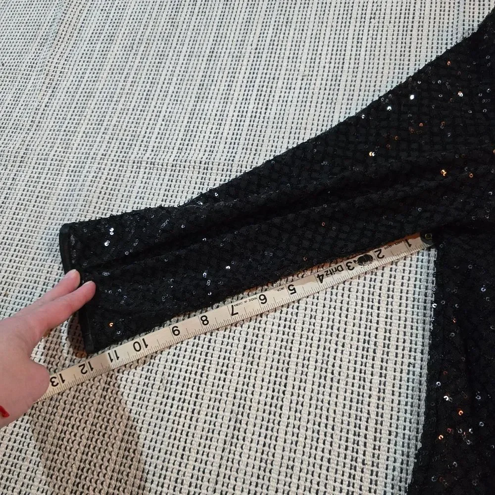 Alex Evenings Black Sequin Jacket With Tank Top Size MP NWT Formal Party Sparkle